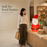Figurine de Père Noël 45x70cm à piles avec corps en cordon tressé et LED blanc chaud, décoration de Noël pour la maison et les fêtes