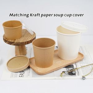Couvercle jetable en papier biodégradable à 100 % pour seau à soupe à emporter, vente en gros d'usine, respectueux de l'environnement - Product Image 2