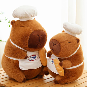 Peluche Chef Capybara personnalisable, avec chapeau de chef, ours en peluche, coussin réconfortant pour la décoration intérieure, vente en gros, jouet mignon - Product Image 1