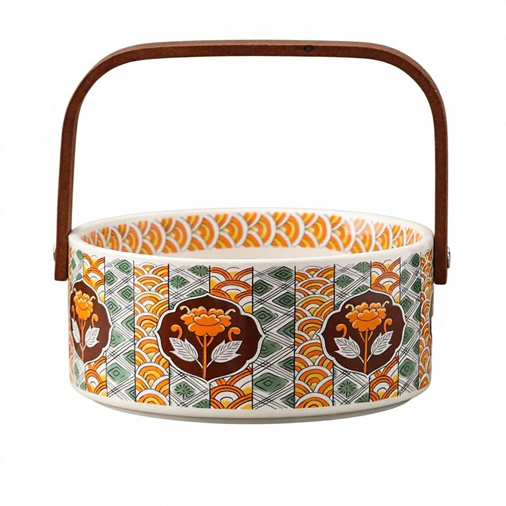 GRANDE corbeille de fruits BLANC - motif de bon augure