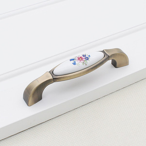 Bronze-colored Ceramic Zinc Alloy Pull Handle for <b>Wardrobe</b> Bedroom Cabinet Hardware <b>Single</b>-Hole Installation for Kitchen Dresser - Product Image 5