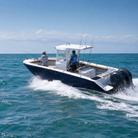 Nouveau Best-seller Bateau de pêche à console centrale en aluminium de 27 pieds, double moteur hors-bord, en alliage 5083, bateau d'extérieur avec vivier, pour la pêche en famille 6 personnes