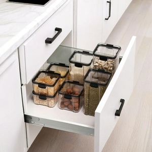 Kitchen Transparent BPA Free Plastic Stackable Air Tight <b>Canisters</b> Airtight Food Container Storage Box <b>Sets</b> Organizer Lid - Product Image 6