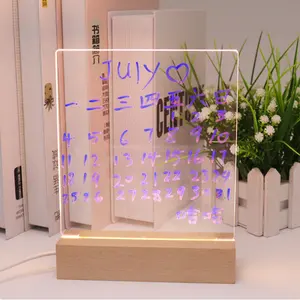 Lampu ilusi Led, dekorasi 3d dasar kayu akrilik dapat ditulis langsung dari pabrik Usb
