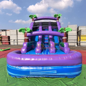 Wholesale kids party jumper bouncer jumping castle inflatable tropical water <b>slide</b> with swimming <b>pool</b> - Product Image 6