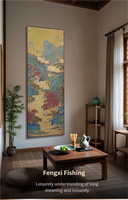 Fröhliches Chang'an Vierfach-Bild auf Messing – Ming-Dynastie Qiu Ying Bewegliches Hängegemälde für Teeraum, Arbeitszimmer, Wohnzimmer
