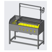 Barbecue Asado argentin Santa Maria de 48 pouces, au feu de bois et au charbon, avec brasero, grilles réglables, briques réfractaires, acier robuste
