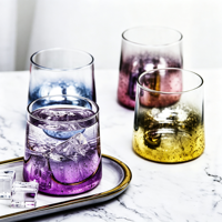 Verre à boire texturé coloré en verre de base pour whisky, cocktails, jus, eau – Vaisselle pour la maison, le bar et les restaurants