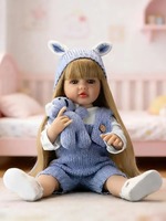 Poupée Bébé Réaliste 22 Pouces en Silicone Souple et Vinyle, Enregistrement de Conversations Multilingues, Cadeau d'Anniversaire pour Fille, Personnalisable