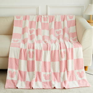 <span class=keywords><strong>Couverture</strong></span> en microfibre tricotée à damier pour bébé Mickey, 127x152cm, noire et grise, personnalisée, classe A - Product Image 4