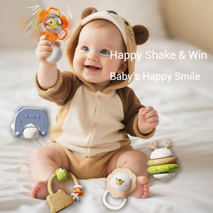 Juego de Sonajeros y Mordedores <span class=keywords><strong>para</strong></span> Bebés, Coloridos Diseños de Animales, Sonajero de Flor Naranja, Oso, Rana, Búho, Juguetes Sensoriales <span class=keywords><strong>para</strong></span> Bebés, Regalo de Educación Temprana - Product Image 4