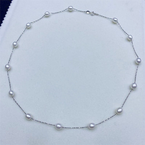 Collar de Plata de Ley S925 de Zhuji con Cadena para Clavícula, Perla de Agua Dulce en Forma de Gota, Collar con Diseño de Cielo Estrellado y Temperamento Clásico - Product Image 1