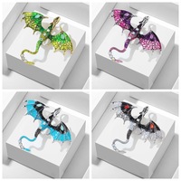 Broche Rétro Dragon en Alliage de Zinc Émaillé Style Européen et Américain, Incrustée de Diamants, Épingle Animale, Bestseller Transfrontalier Polyvalent