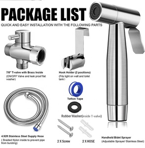 Shattaf Adjustable Water Pressure Handheld 304 Stainless Steel Toilet Shower Bidet Sprayer Set