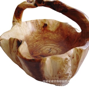 Bandeja de madera tallada con forma irregular, de madera maciza, con compartimento grande para frutas y aperitivos, para uso en mesa. - Product Image 5