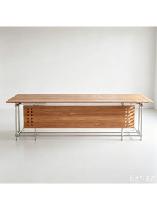 Escritorio de Oficina Moderno de Estilo Mid-Century, de Madera de Olmo, Diseño de Estación de Trabajo <span class=keywords><strong>Bosss</strong></span>, Mesa Rectangular Personalizada Multifuncional - Product Image 6