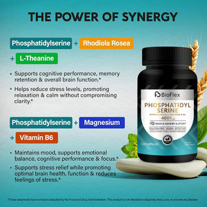 Suplemento Diario, Cápsulas de Fosfatidilserina de 400 mg, 120 Unidades, Glicinato de Magnesio, Vitamina B6, Apoyo para la Salud Cerebral, Venta al por Mayor - Product Image 3
