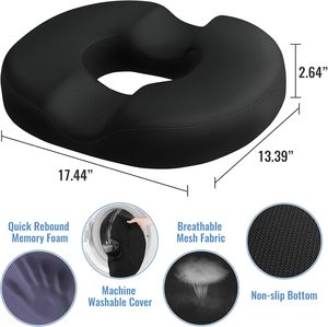 Cojín de espuma viscoelástica tipo donut para alivio del <span class=keywords><strong>dolor</strong></span> de coxis y <span class=keywords><strong>hemorroides</strong></span>, portátil para gradas de estadios, coche, hogar y oficina - Product Image 2