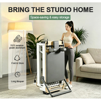 Machine de Pilates pliable légère et réglable en hauteur, en alliage d'aluminium de qualité supérieure, rose
