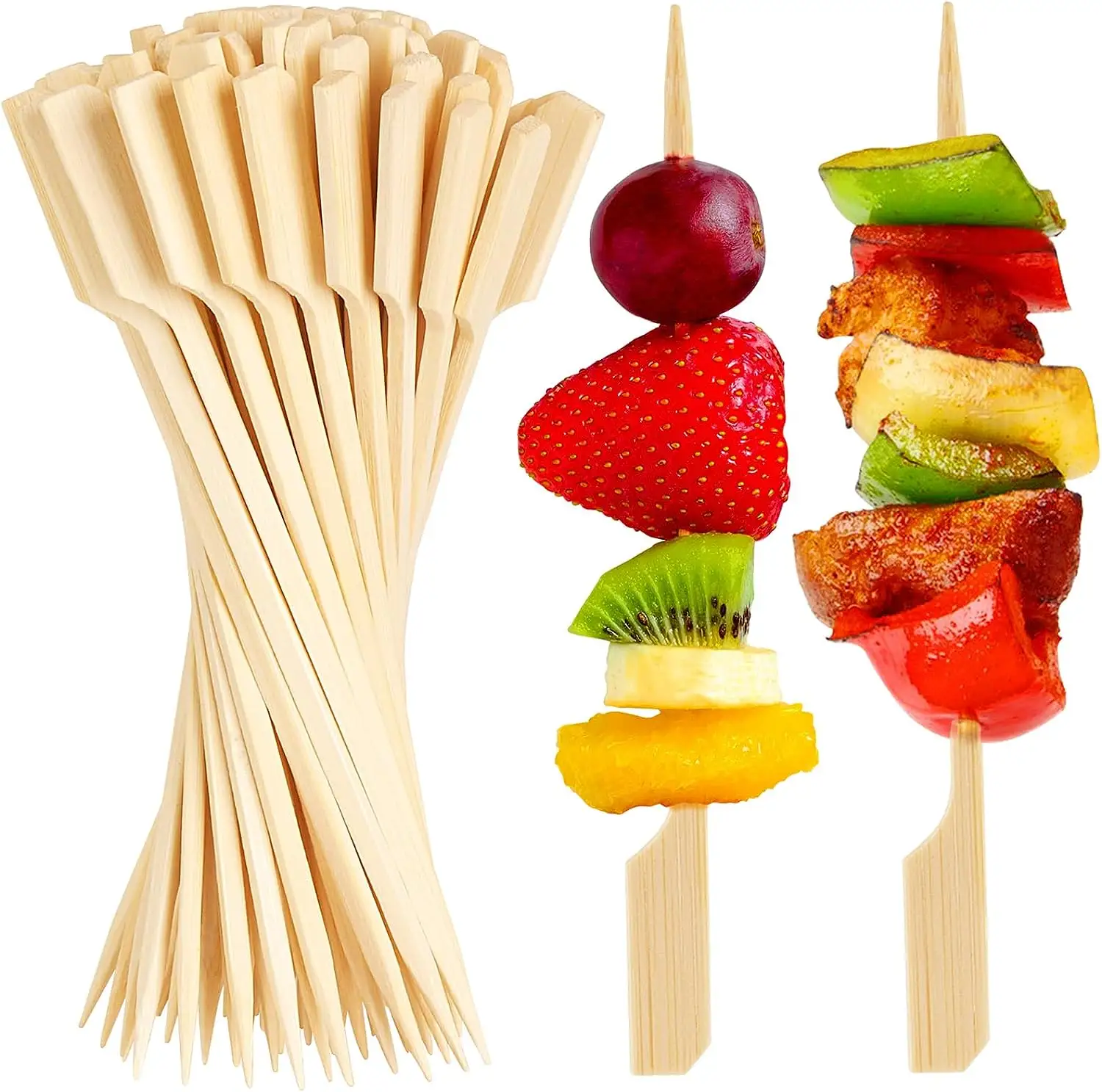 Milieuvriendelijke Platte Teppo Kebab Pistool Bamboe Peddel Spies Bbq Tool Stick Type