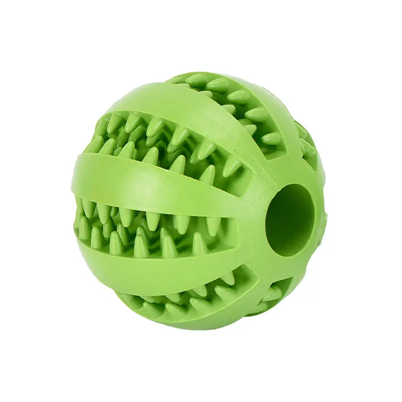 Grüner Gummi Haustier Hundes pielzeug Hund Kauen Spielzeug Zahn reinigung Treat Ball Extra robuste interaktive Elastizität Ball für Haustier produkte