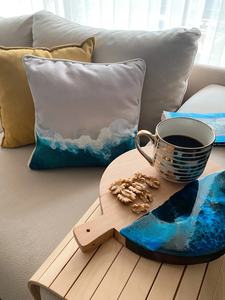 Plateau de service antidérapant rond en résine de bois d'olive pour la cuisine à domicile et le restaurant pour les collations au thé et au café - Product Image 6