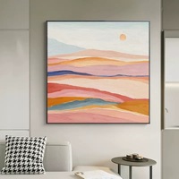 Peinture à l'huile de paysage moderne nordique style Morandi, décoration murale suspendue pour entrée et couloir, thème lever de soleil