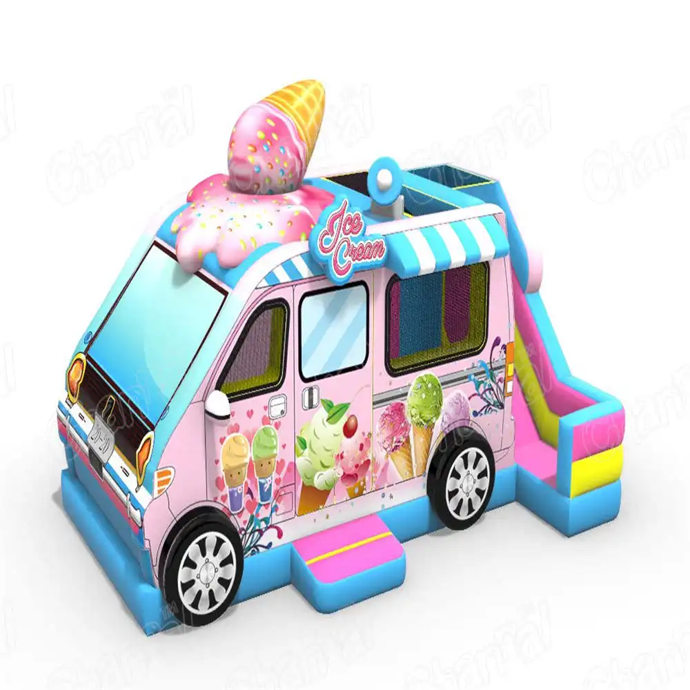 سيارة آيس كريم قابلة للنفخ قلعة قفز على شكل مجموعة قابلة للنفخ لعبة متنزه للأطفال منزل منفوخ على شكل سيارة