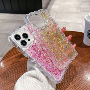 Colle brillante nouvelle coque de téléphone pour Iphone15 Pro <span class=keywords><strong>Max</strong></span> 13 14 pro paillettes poudre motif ondulé antichute pour Iphone 15 Plus étui - Product Image 3