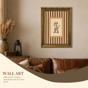 Para Dormitorio, Baño, Sala de Estar, Lienzo con Diseño de Gato <span class=keywords><strong>Vaquero</strong></span>, Arte Mural Occidental Vintage con Marco Dorado Ornamentado, OEM ODM - Product Image 5