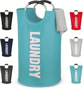 Panier à linge pliable portable en tissu Oxford durable, sac pliable élégant pour le rangement des vêtements sales - Product Image 1
