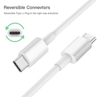 Kabel USB tipe-c ke tipe-c, tahan lama, 1m, 3A pengisian cepat untuk ponsel & komputer dengan jaket PVC
