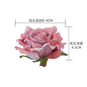 Fleur artificielle en velours Ruyi, tête de rose rose foncé, tissu tissé, décoration de mariage - Product Image 4