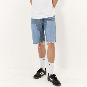 Shorts en jean pour homme, style charpentier, double genou, vintage, baggy, patchwork, streetwear d'été, personnalisables, vente en gros - Product Image 4