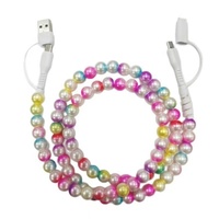 Cordon de charge rapide USB Type-C perlé, avec perles brillantes multicolores dégradées effet aurore, colorées et en vrac, pour matériaux de bricolage faits main