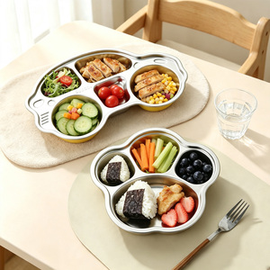 <span class=keywords><strong>Assiette</strong></span> à collation pour enfants en acier inoxydable 304 de qualité alimentaire avec base à ventouse, design voiture, compartimentée, pour tout-petits - Product Image 6