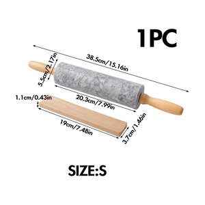 Mattarelli in Marmo Lucidato per Pasticceria con Manico Lungo in Legno di Faggio, Rullo Antiaderente per Impastare Pane, Dolci e Pizza - Product Image 2