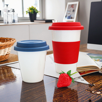 Tasses en porcelaine Jingchen, vente en gros, personnalisables, en céramique, en porcelaine fine blanche, tasses de voyage avec couvercle en silicone, style moderne, compatibles lave-vaisselle, pour mariage
