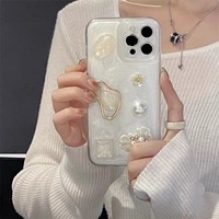 XP273 3D crème perle pierre gemme fleur coque de téléphone adaptée pour iPhone 17PROMAX 16PLUS 15PRO 14 13 12 11 nouveau