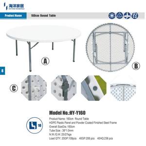 Mesa Redonda Plegable de Plástico Y160 para Banquetes, Mesa Redonda Giratoria para Restaurante para 8 Personas, Mesas Redondas para Bodas de Uso en Exteriores - Product Image 2