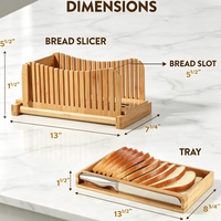 Trancheuse à pain pour pain fait maison - Trancheuse à pain en bambou avec couteau, guide de découpe du pain pliable avec 3 épaisseurs réglables