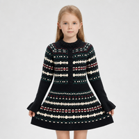 Tenue assortie pour sœurs en tricot Fair Isle, gilet en tricot à manches courtes et robe pull à manches longues, vêtements de Noël pour enfants