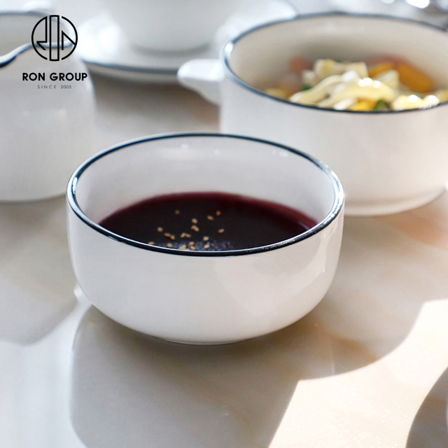 Hot Selling Eco-Friendly  Melamine Porcelain Round Soup Sauce Bowl  High Quality Porcelain Dinnerware for  Restaurant Use