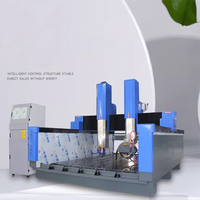 Máquina CNC de 4 Ejes para Tallado y Corte de Piedra, Granito y Mármol, con Doble Cabezal de 5.5kw, Eje de Rotación y Hoja de Sierra, Modelo 1325
