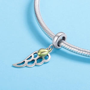 Authentique bracelet en argent sterling <span class=keywords><strong>100</strong></span>% 925 pendentif SCC838 avec de jolies ailes de fée creuses perles breloque pour la fabrication de bijoux en argent - Product Image 2