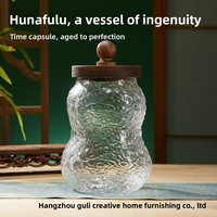 Pot hermétique en verre borosilicate en forme de gourde, motif Nuage Auspicieux, pour rangement classique de thé et autres articles