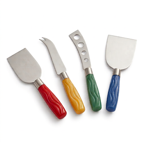<b>Cheese</b> <b>Knife</b> <b>Set</b> Stainless Steel Blades With Colorful Plastic Handles Durable Serving Tools For <b>Cheese</b> Serving Use And Hotel Use - Product Image 1