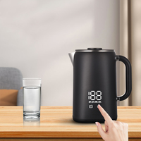Bouilloire électrique intelligente sans fil de 1,7 L double couche anti-chaleur en acier inoxydable 304 de grande capacité pour garder au chaud pour un usage domestique