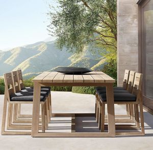 Patio al aire libre Hotel de gama alta de madera maciza juego impermeable combinación <span class=keywords><strong>mesa</strong></span> de <span class=keywords><strong>teca</strong></span> jardín Villa jardín <span class=keywords><strong>mesa</strong></span> de comedor y sillas - Product Image 1