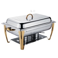 Hôtel Arabe de Luxe 9L Rectangle Miroir Poli En Acier Inoxydable Gaz Chafer Plat Brûleurs Pour Buffet De Luxe Réchauffeur De Nourriture Restauration